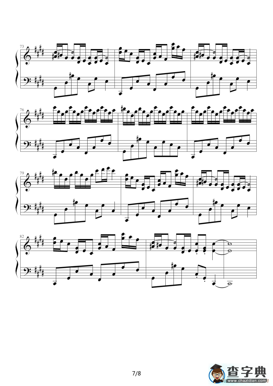 克罗地亚狂想曲（Tonci Huljie 制谱版）钢琴谱