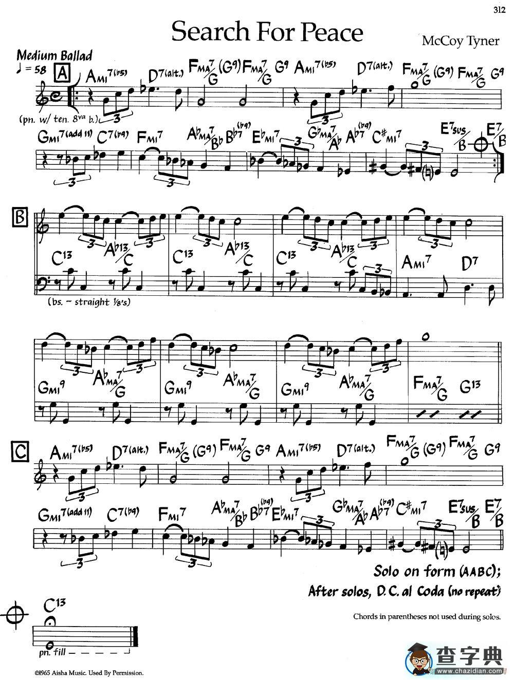 Search For Peace（爵士钢琴曲）钢琴谱