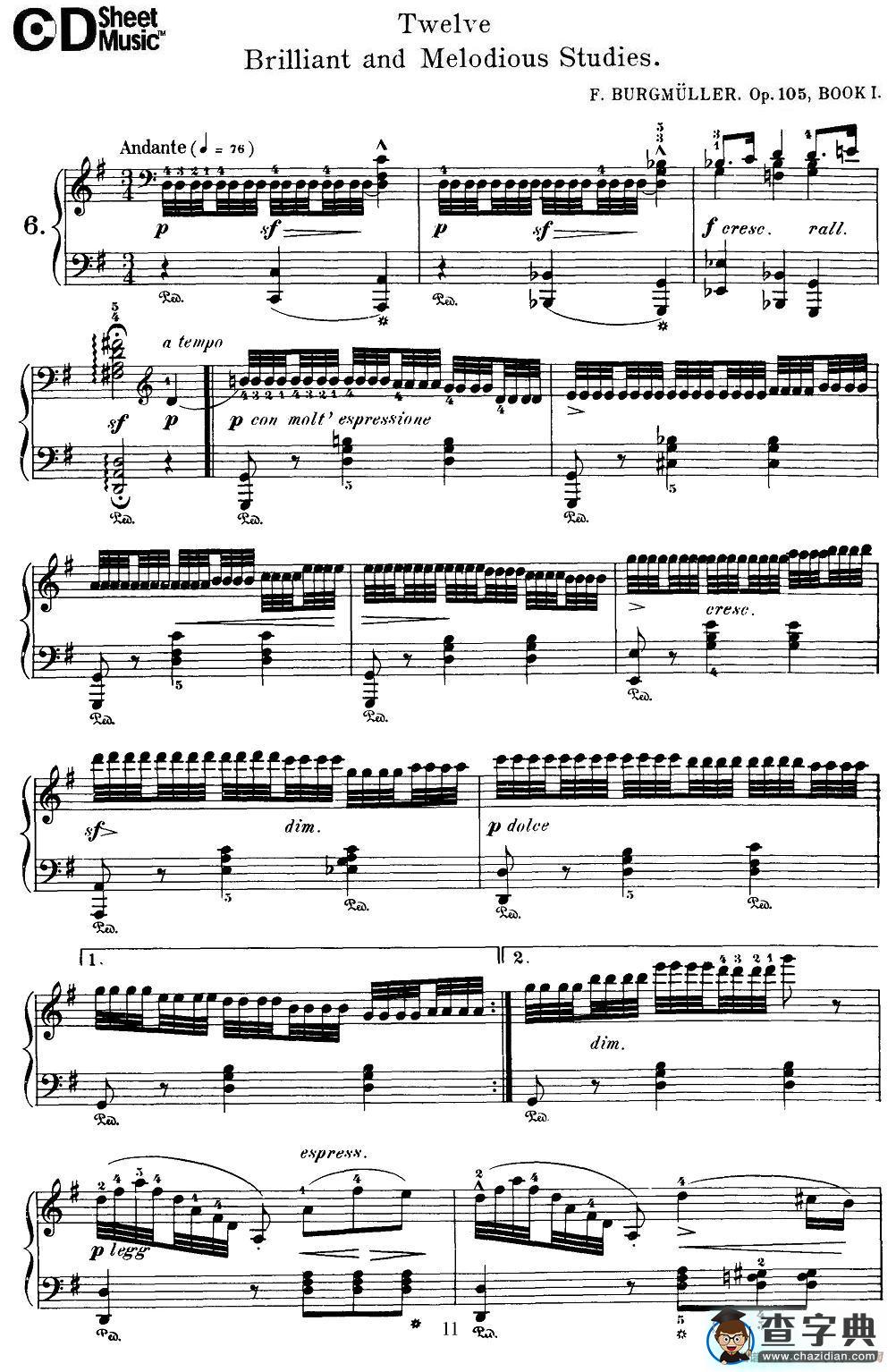 Burgmuller - 12 Brillian and Melodious Studies（6）钢琴谱