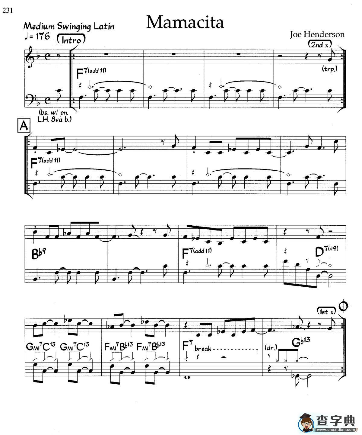 Mamacita（爵士钢琴曲）钢琴谱