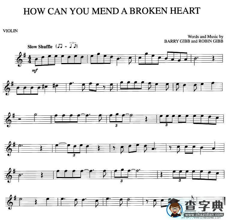 HOW CAN YOU MEND A BROKEN HEART小提琴谱