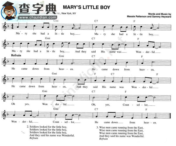 122.mary`s little boy小提琴谱