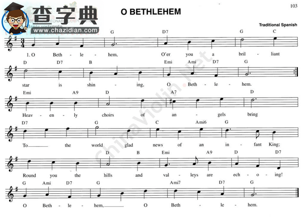 133.o bethlehem小提琴谱