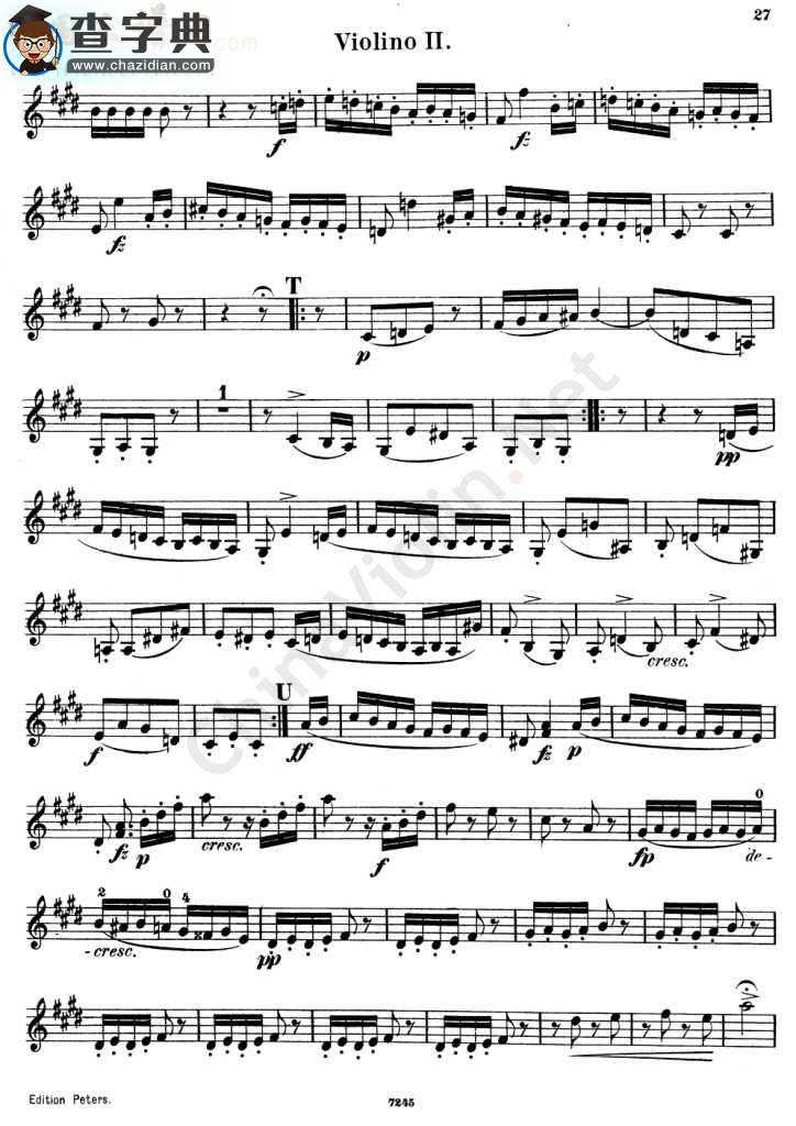 四重奏《quartetto op.125.no.2》第二小提琴小提琴谱
