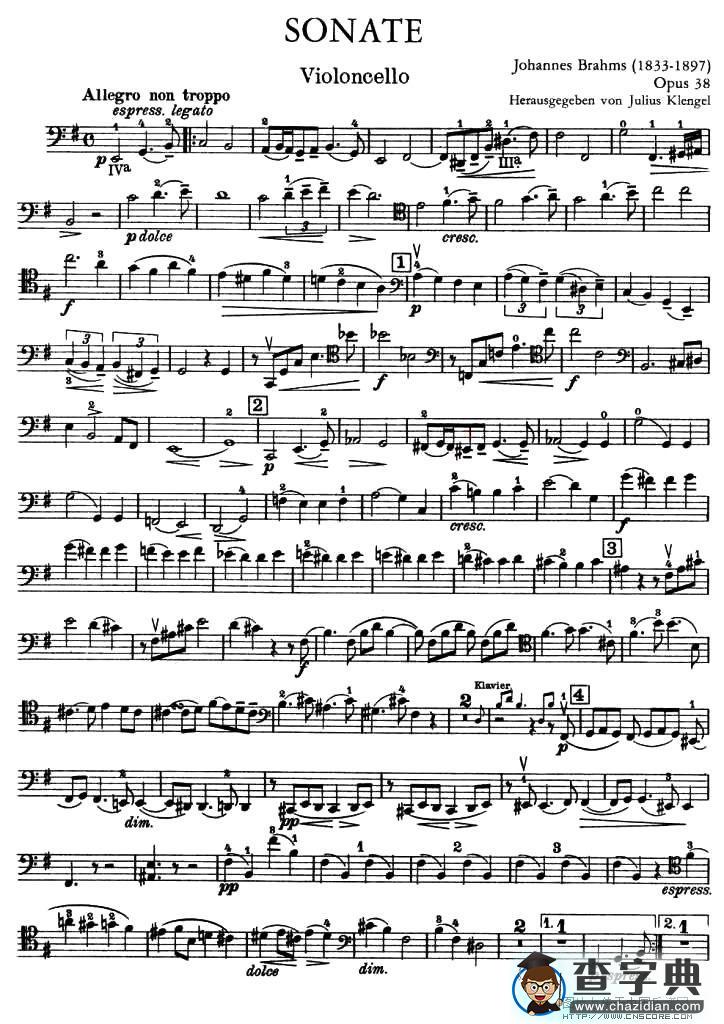 SONATE（大提琴）小提琴谱