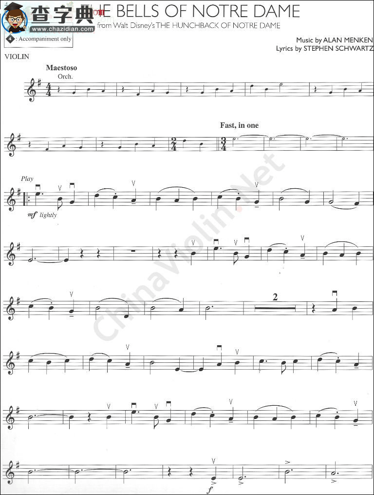 《the bells of notre dame》小提琴谱
