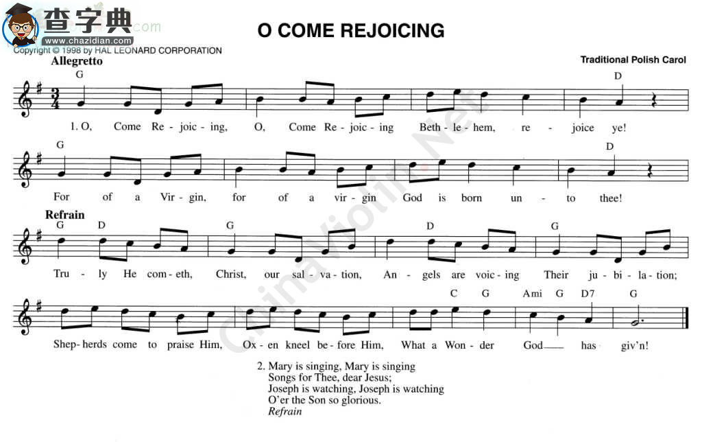 138.o come rejoicing小提琴谱