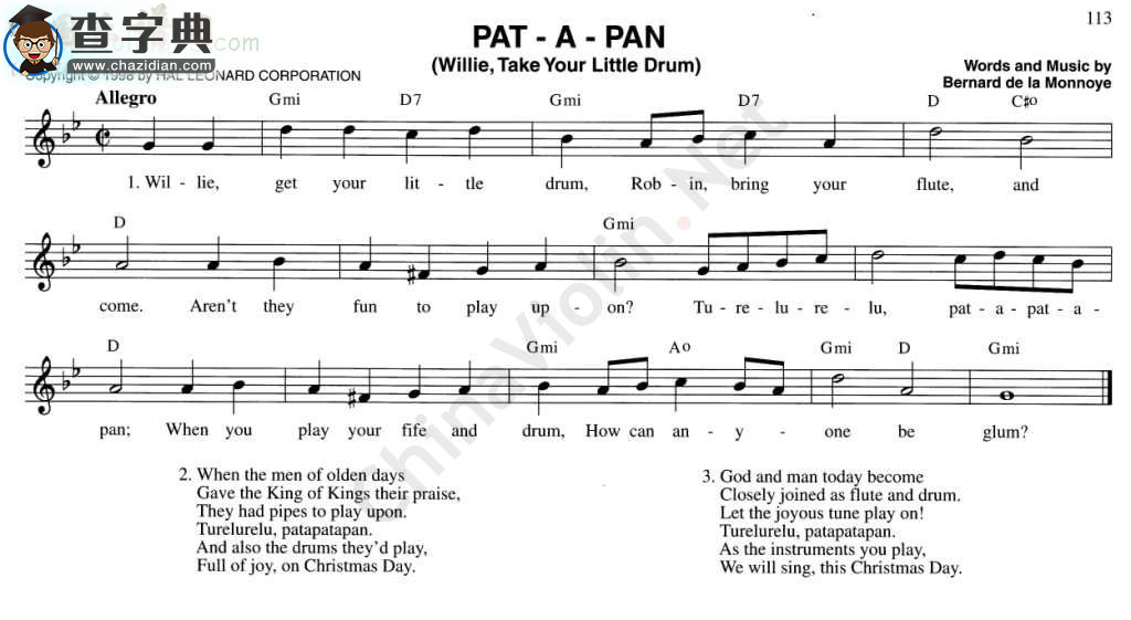 149.pat - a - pan (willie, take your little drum)小提琴谱