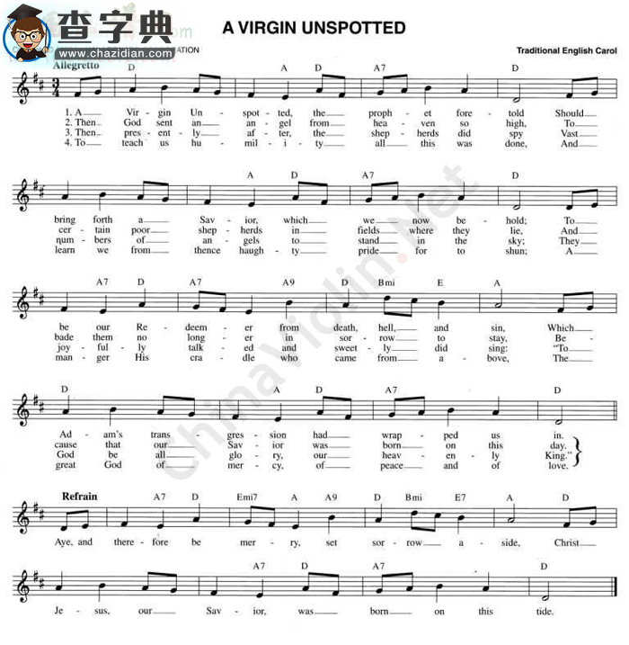 a virgin unspotted小提琴谱