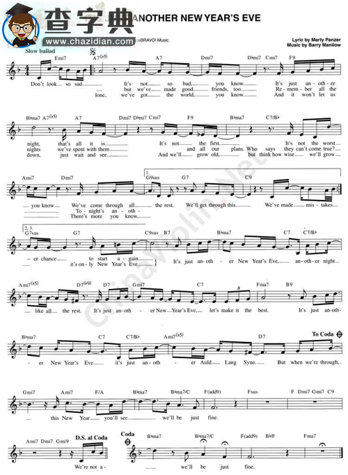 102.it`s just another new year`s eve小提琴谱
