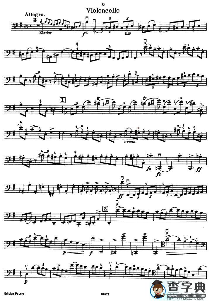 SONATE（大提琴）小提琴谱