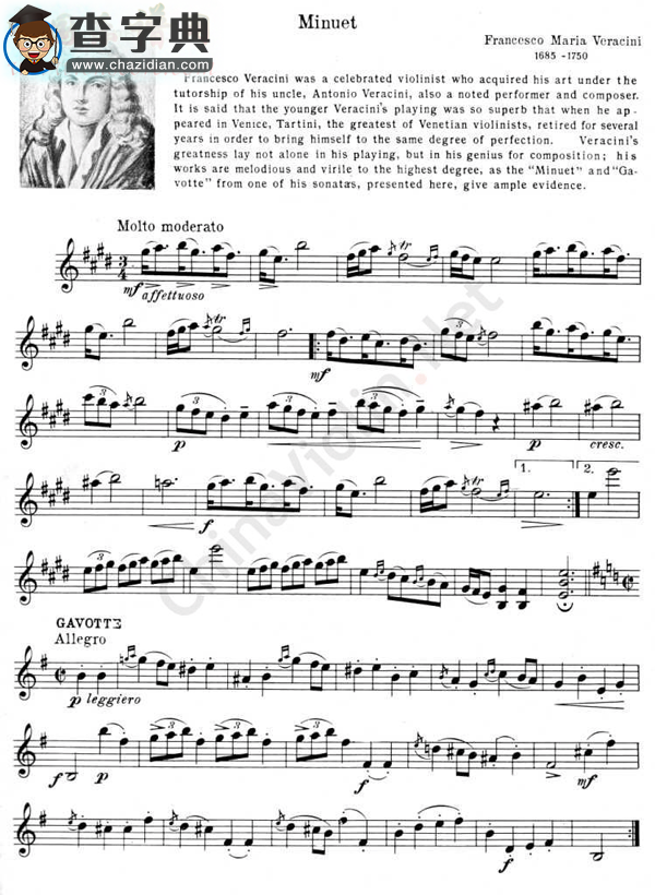 veracini《minuet》小提琴谱小提琴谱