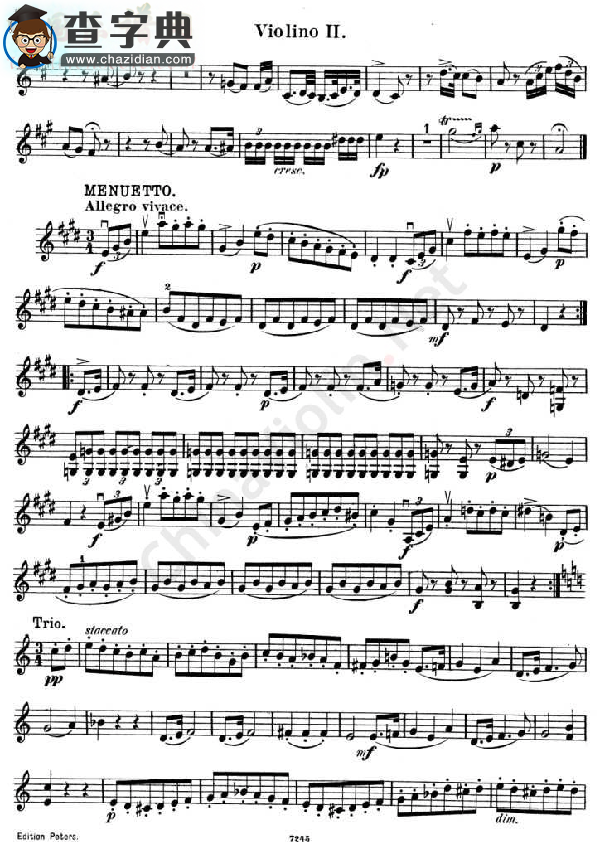 四重奏《quartetto op.125.no.2》第二小提琴小提琴谱