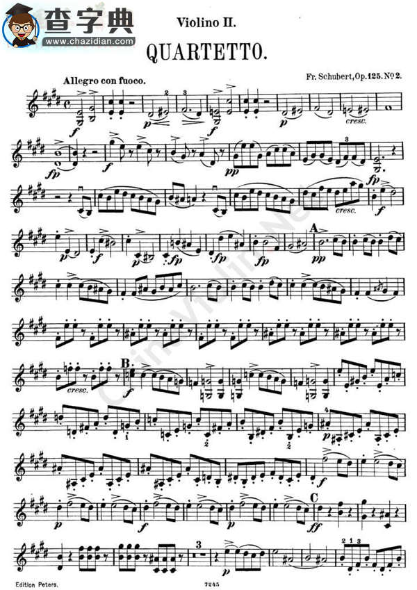 四重奏《quartetto op.125.no.2》第二小提琴小提琴谱