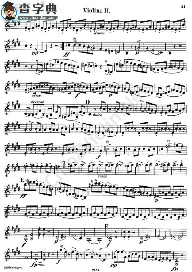 四重奏《quartetto op.125.no.2》第二小提琴小提琴谱