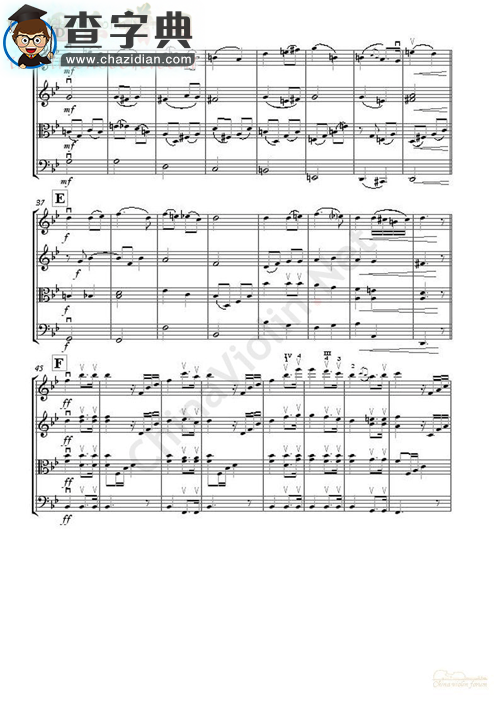 婚礼进行曲--弦乐四重奏小提琴谱