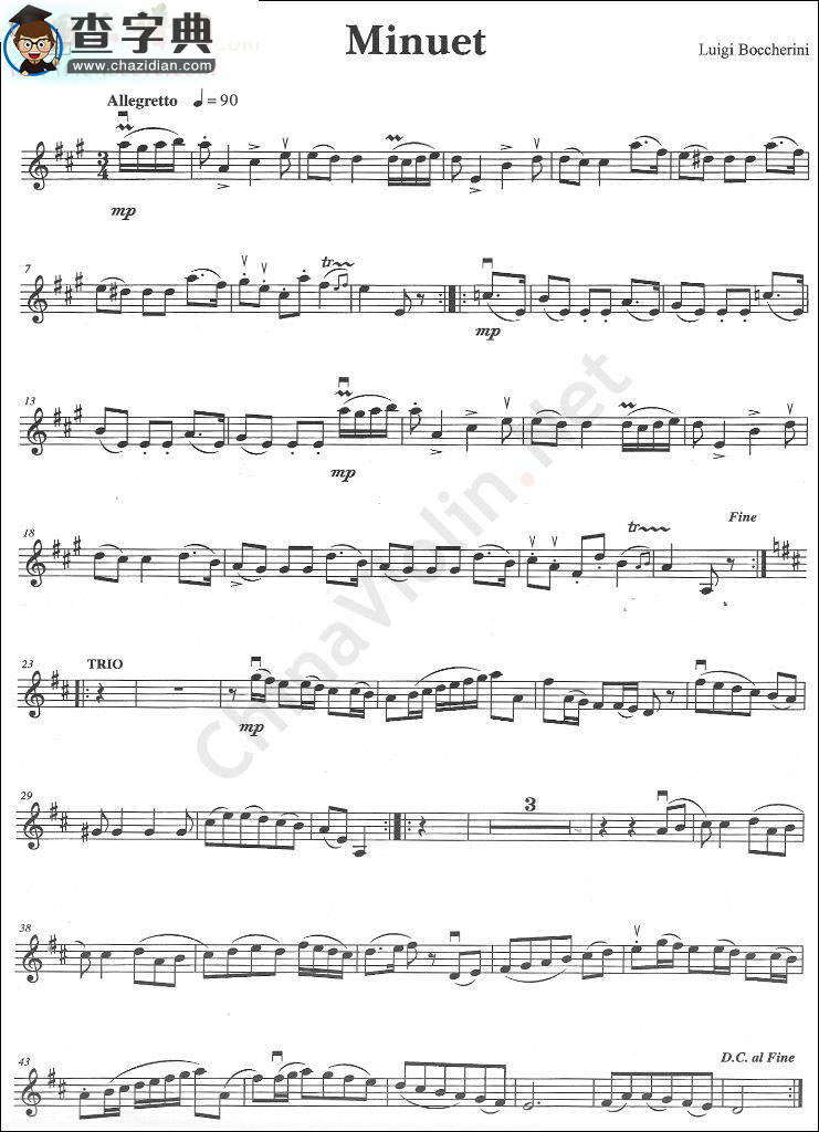 luigi boccherini《minuet》小提琴谱