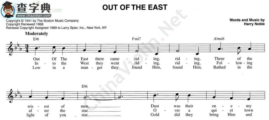 147.out of the east小提琴谱