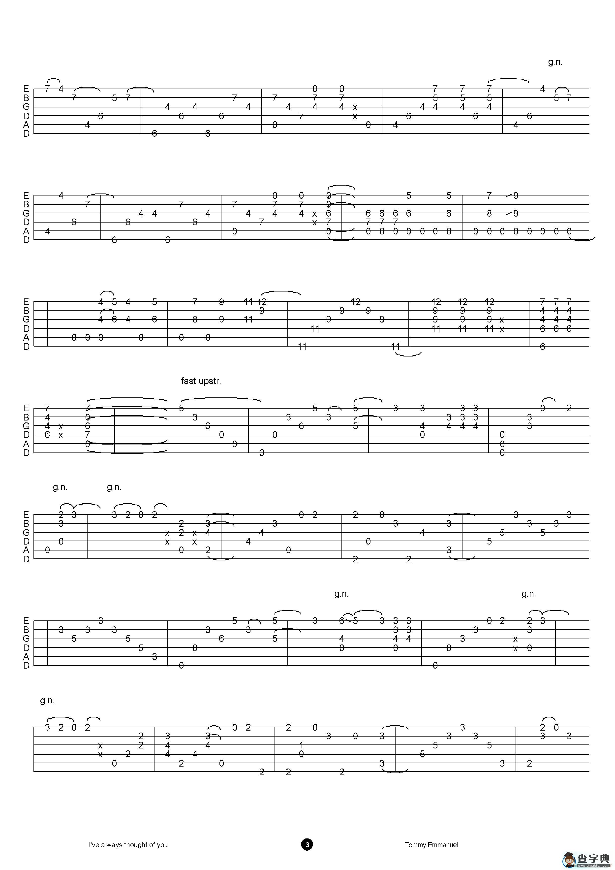 tommy emmanuel；i have always thought of you（指弹吉他）吉他谱