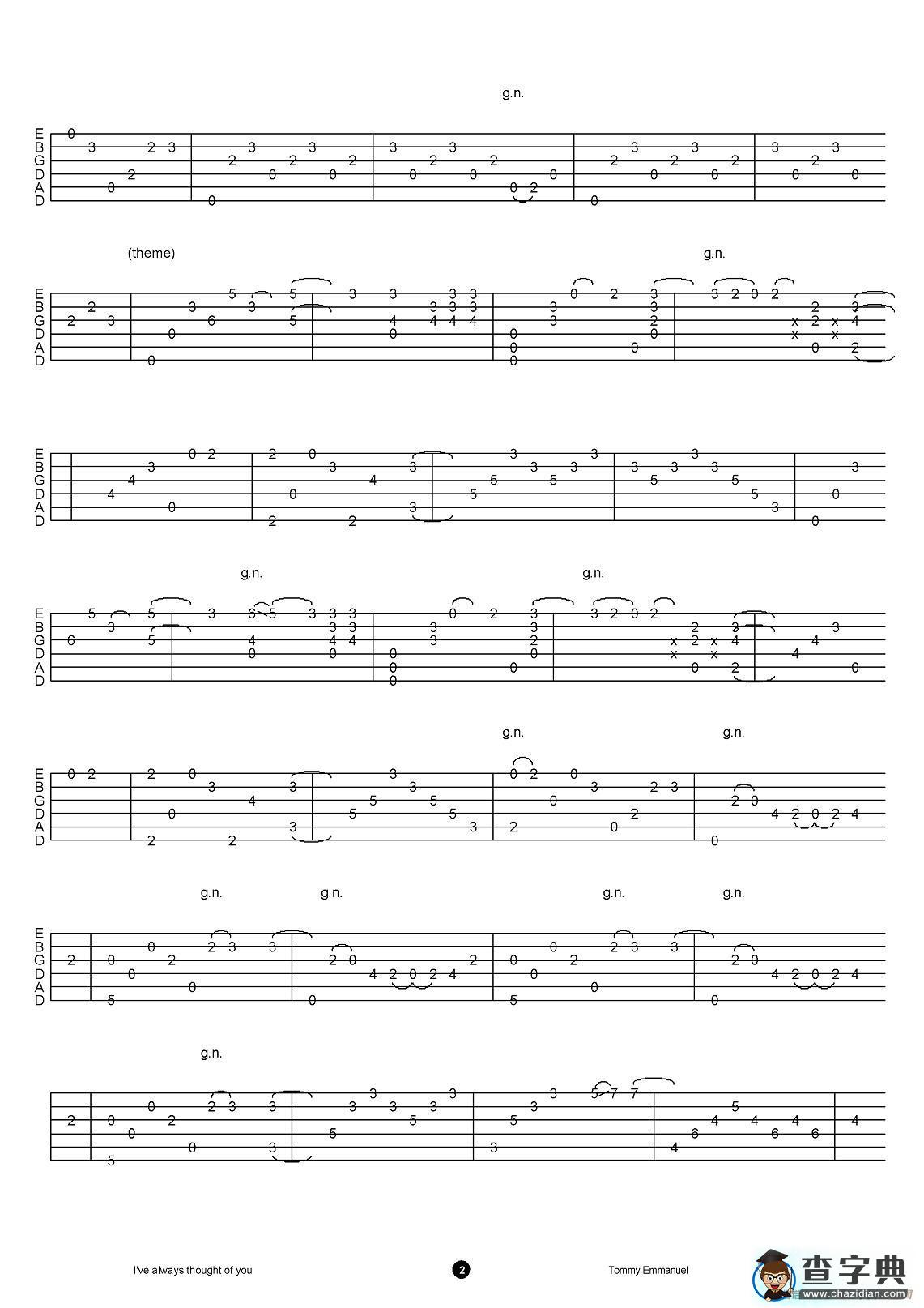 tommy emmanuel；i have always thought of you（指弹吉他）吉他谱