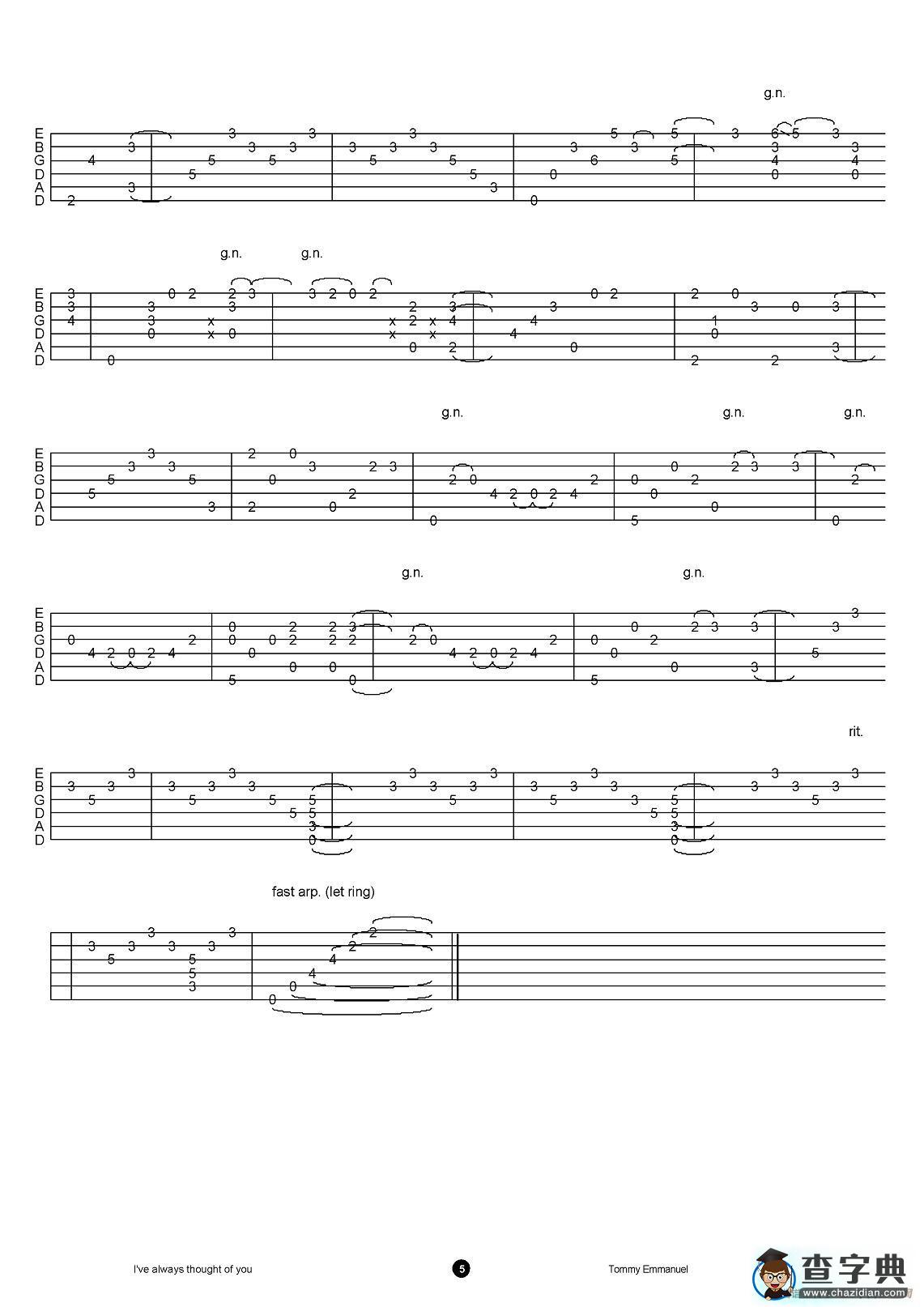 tommy emmanuel；i have always thought of you（指弹吉他）吉他谱