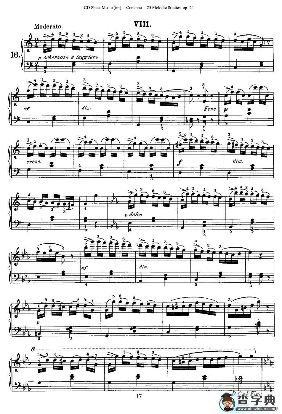 Concone - 25 Melodic Studies easy and progressive（16—20）钢琴谱