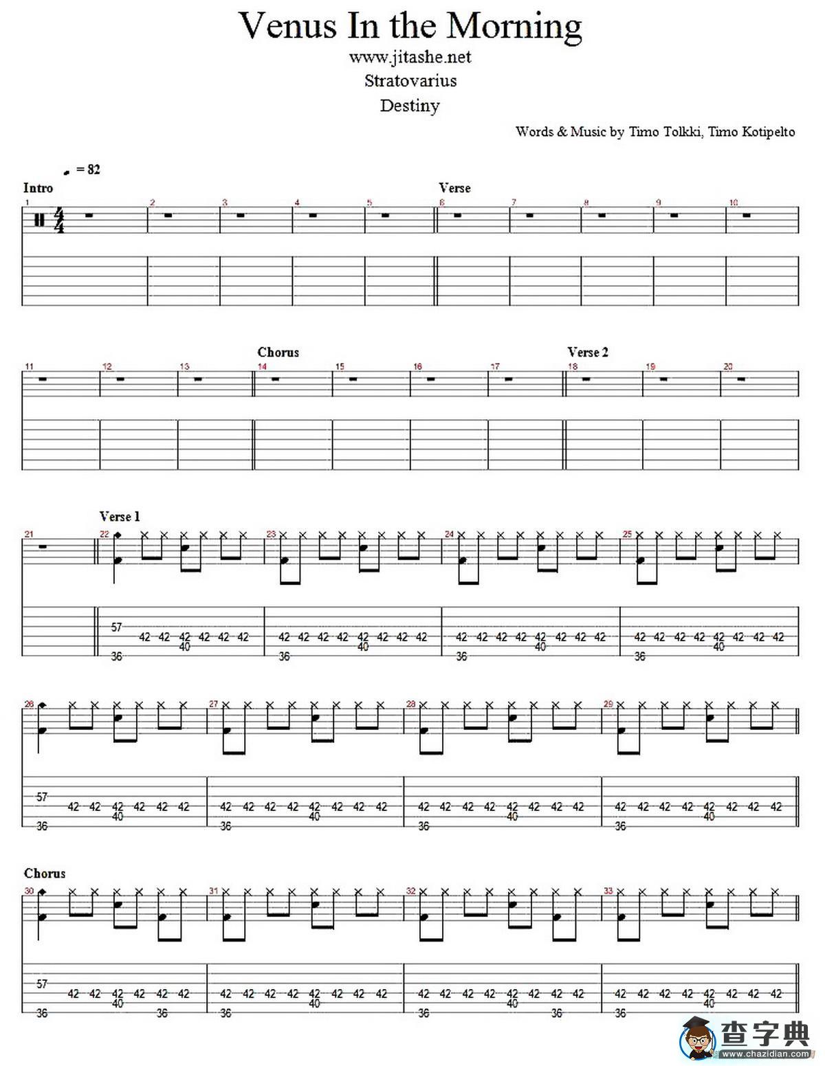 Venus In The Morning（指弹谱）吉他谱