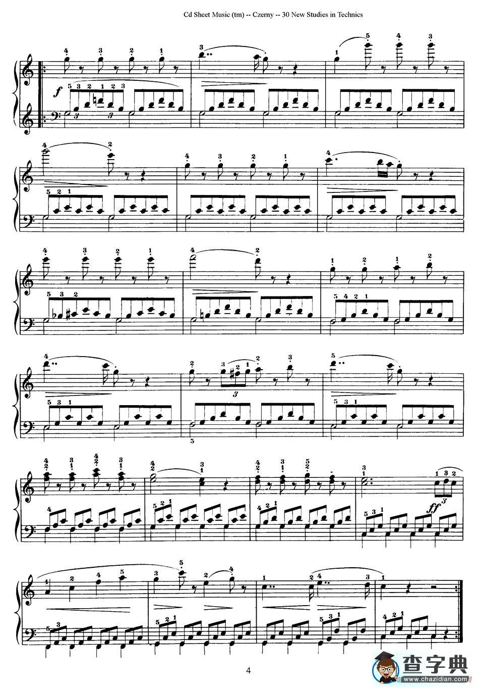 Czerny - 30 New Studies - 2（车尔尼Op849 - 30首练习曲）钢琴谱