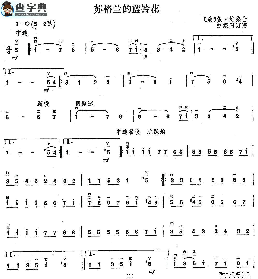 苏格兰的蓝铃花二胡谱