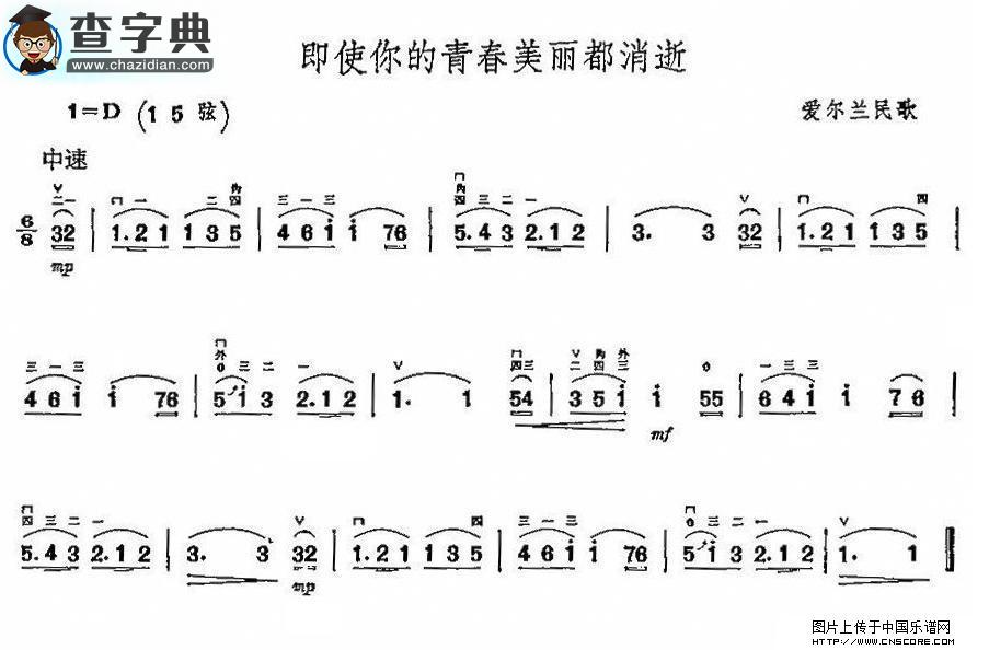 即使你的青春美丽都消失二胡谱