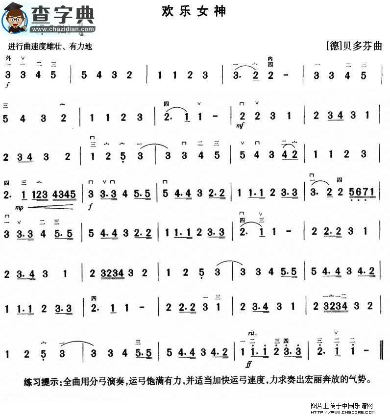 欢乐女神二胡谱