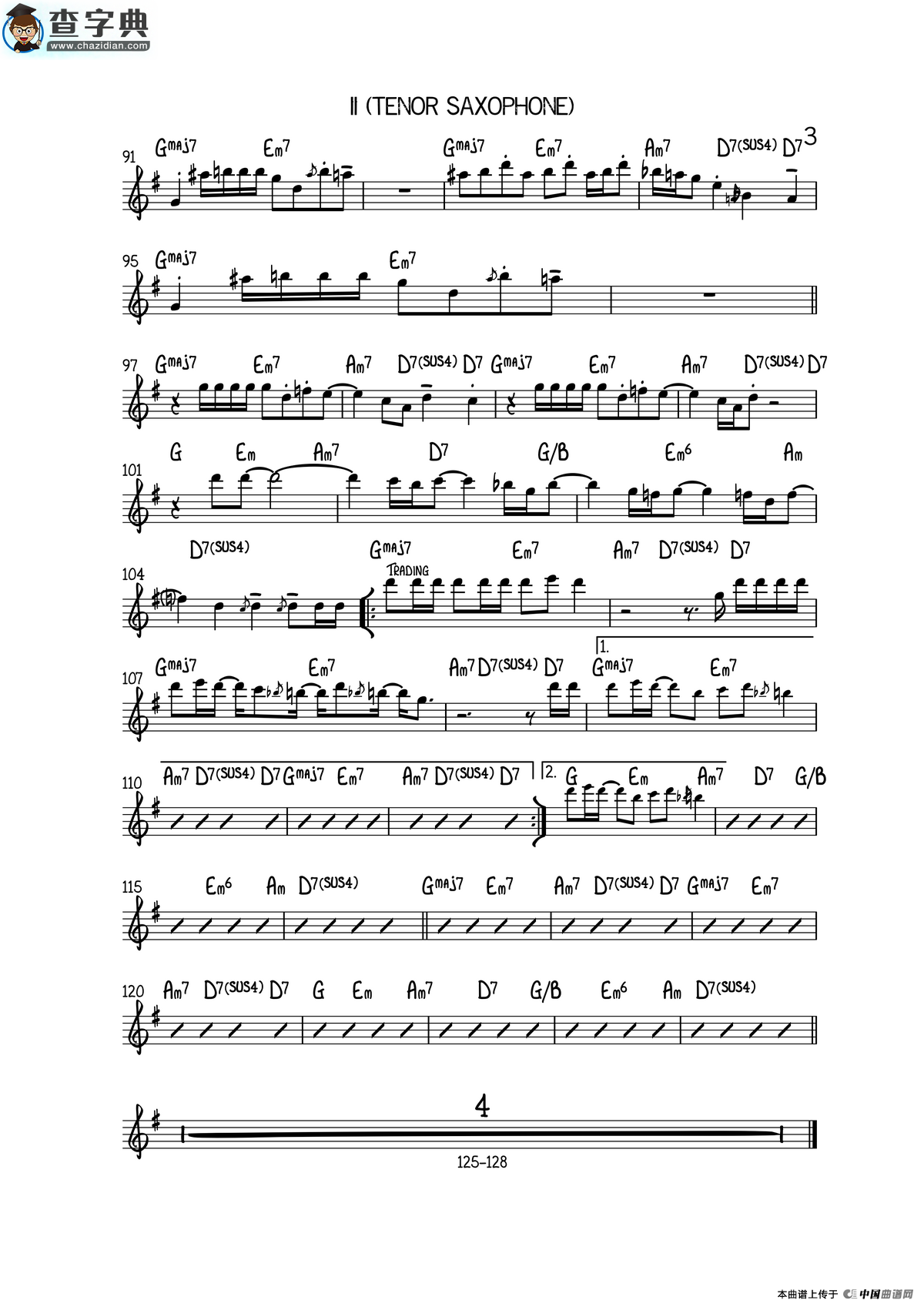 grazinin the grass（次中音萨克斯）萨克斯谱