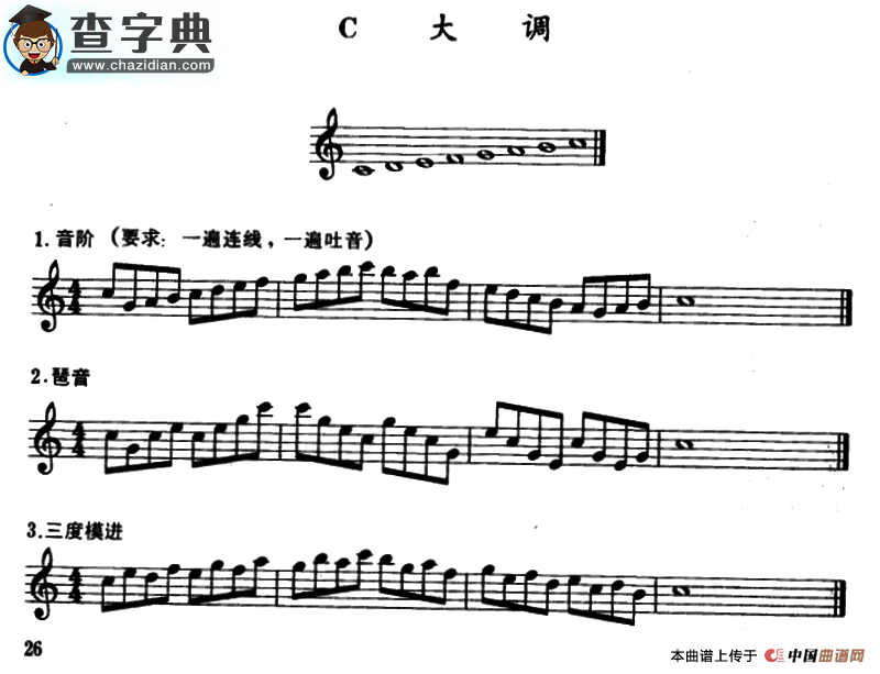 c大调、a小调及3首练习曲萨克斯谱