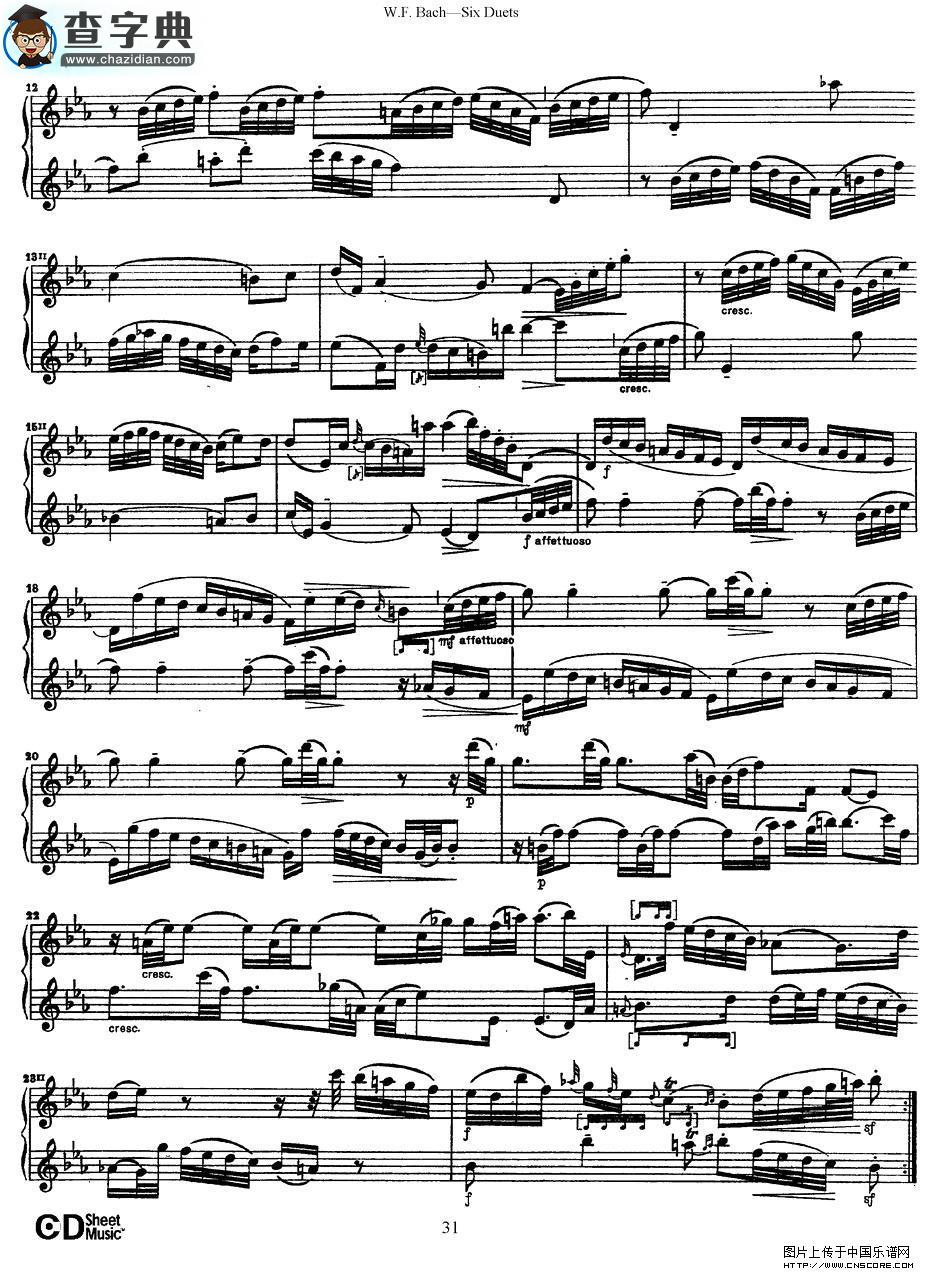 Six Duets萨克斯谱