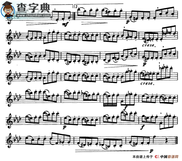 e大调、#c小调、ba大调、f小调、半音阶及3首练习曲萨克斯谱