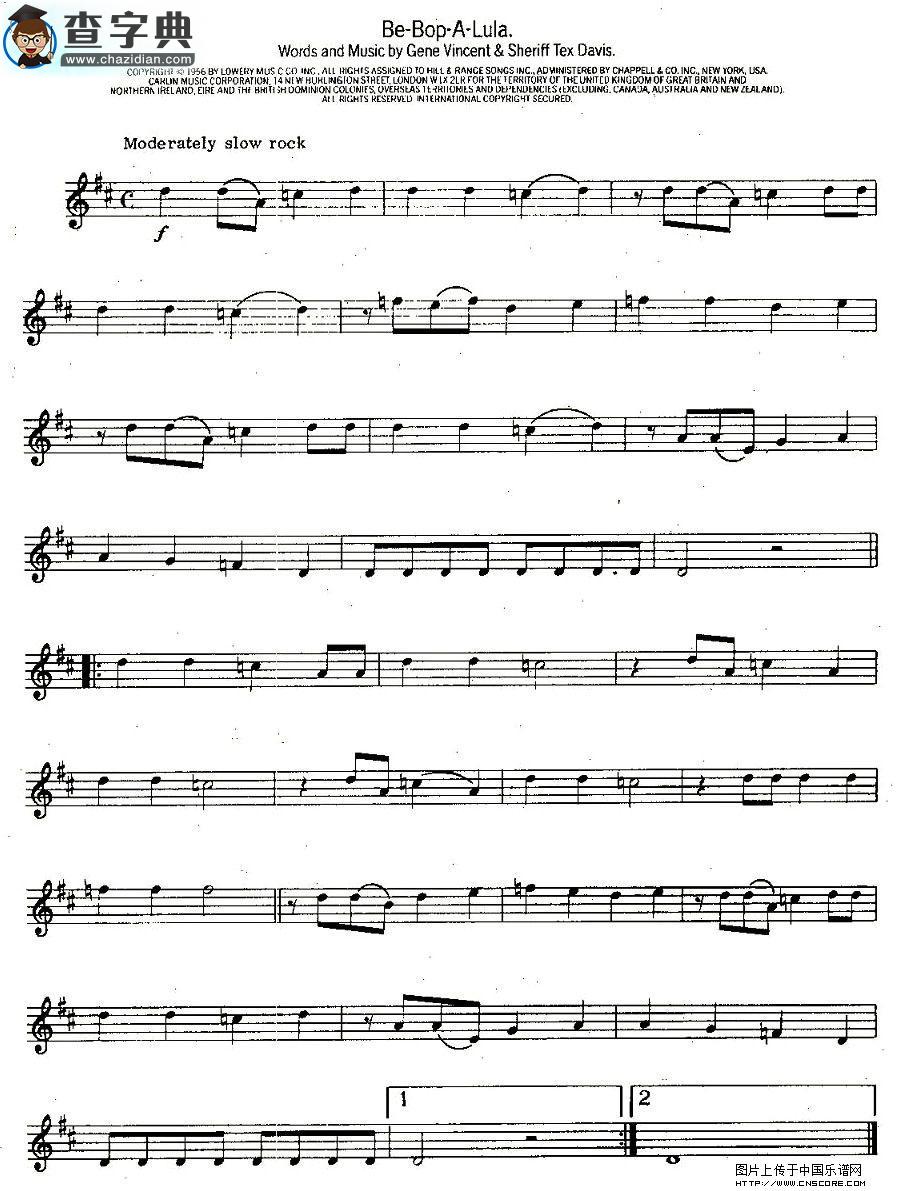 Be-Bop-A-Lula萨克斯谱