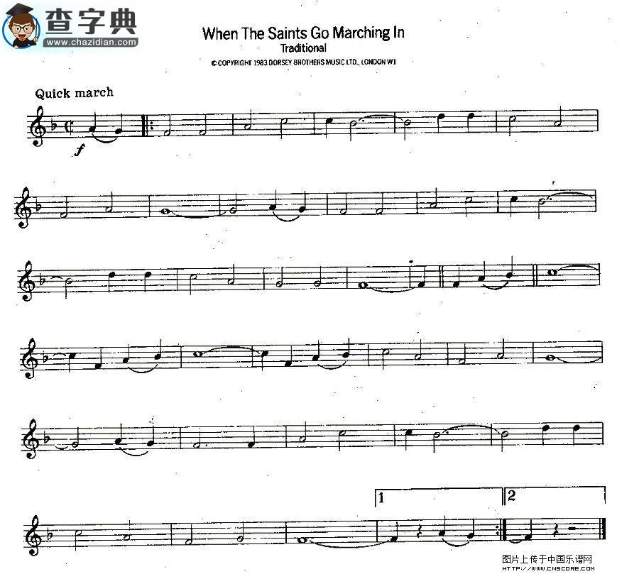 When The Saints Go Marching In萨克斯谱