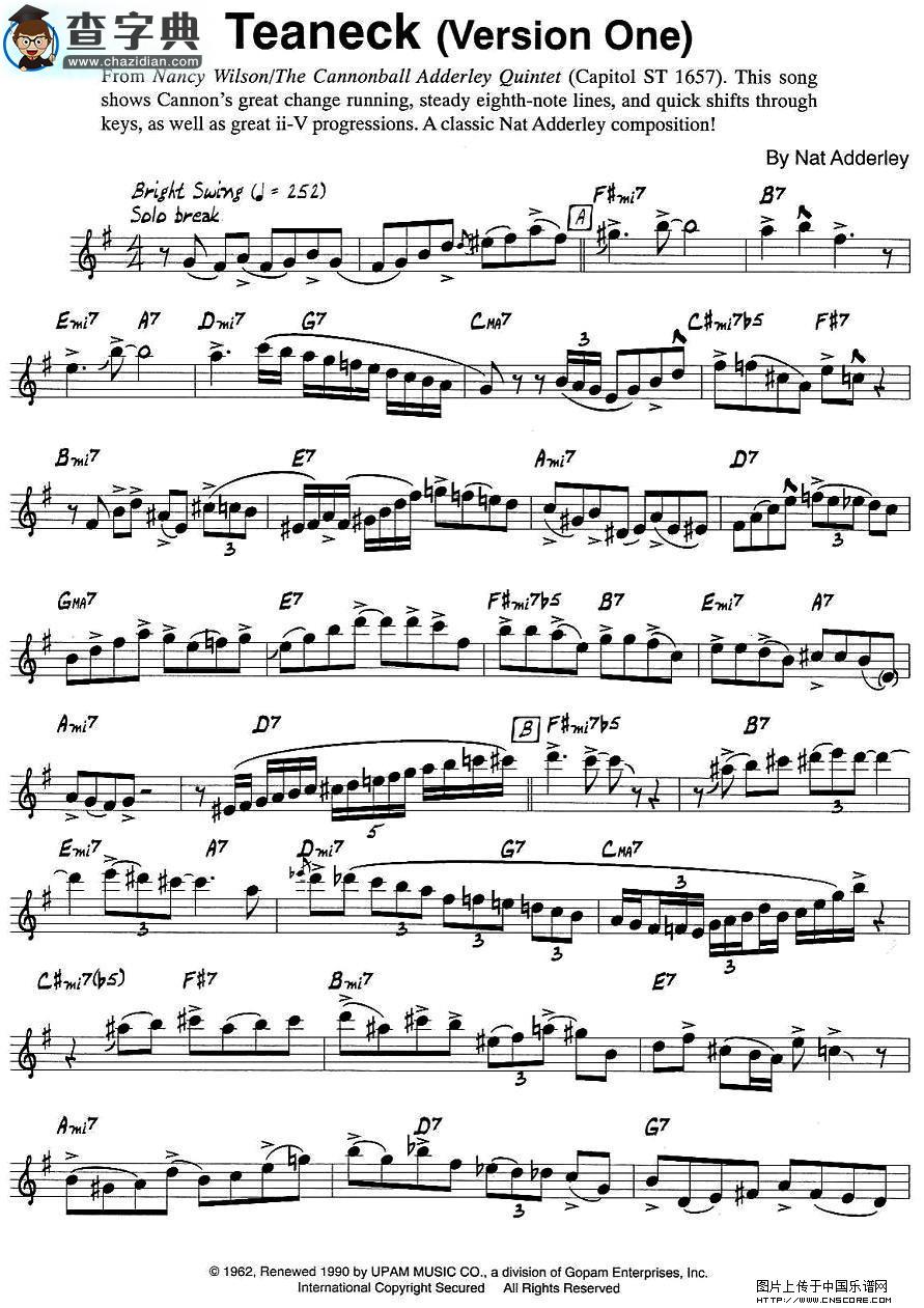 Teaneck（Version One）萨克斯谱