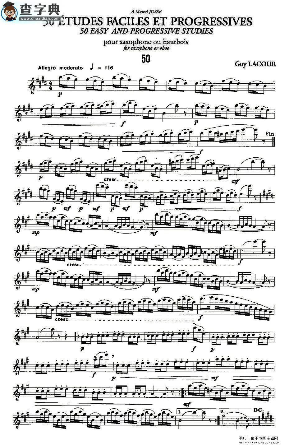 Guy Lacour 50 首萨克斯练习曲之50萨克斯谱