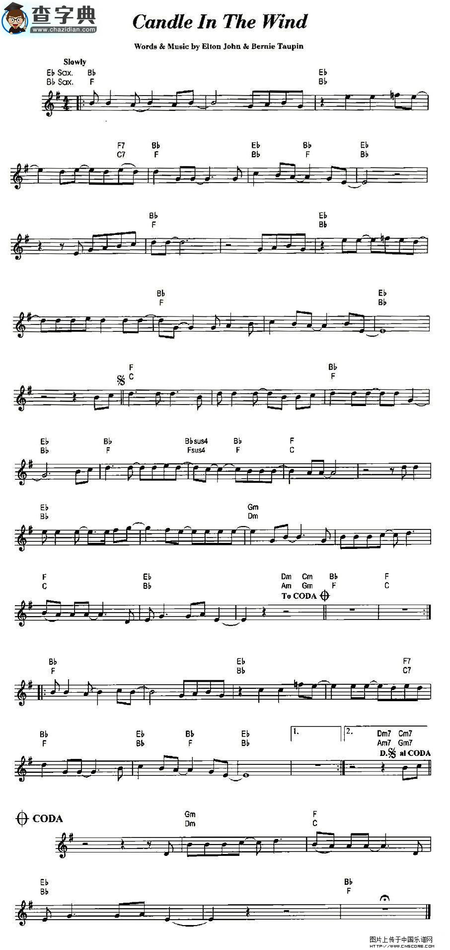 Candle Tn The Wind萨克斯谱