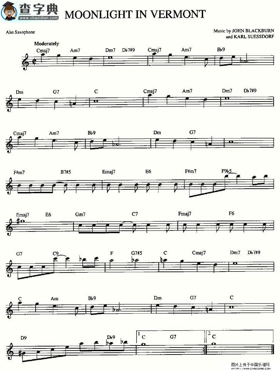 MOONLIGHT IN VERMONT萨克斯谱