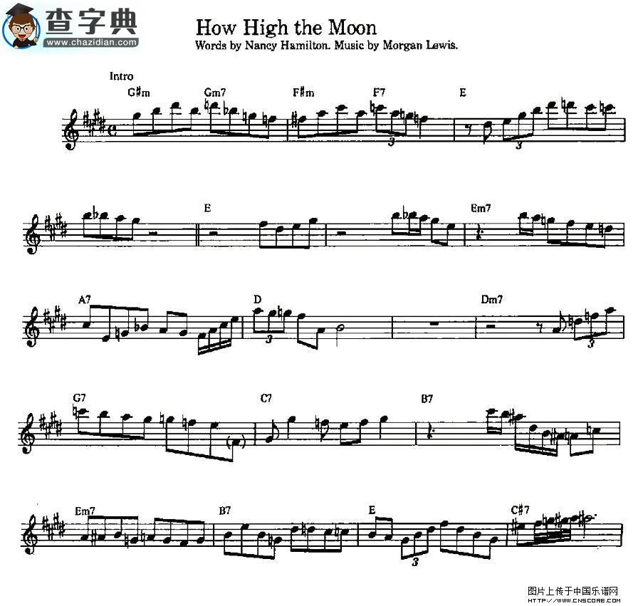How High the Moon萨克斯谱