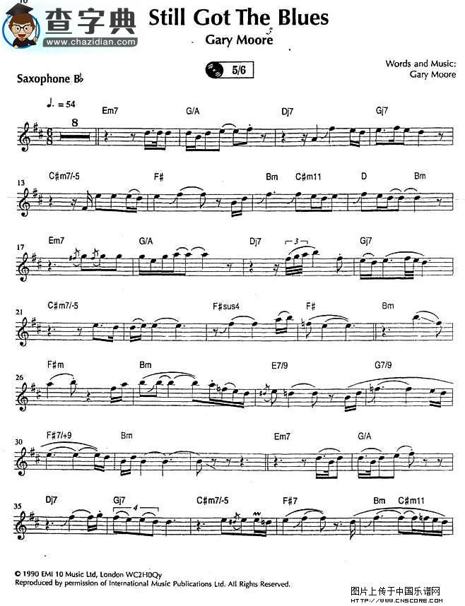 Still Got The Blues萨克斯谱