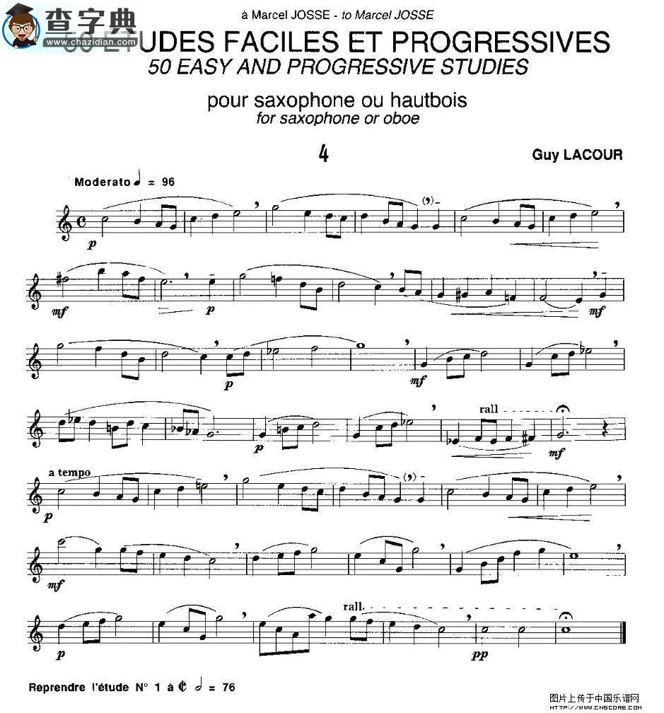 Guy Lacour 50 首萨克斯练习曲之四萨克斯谱