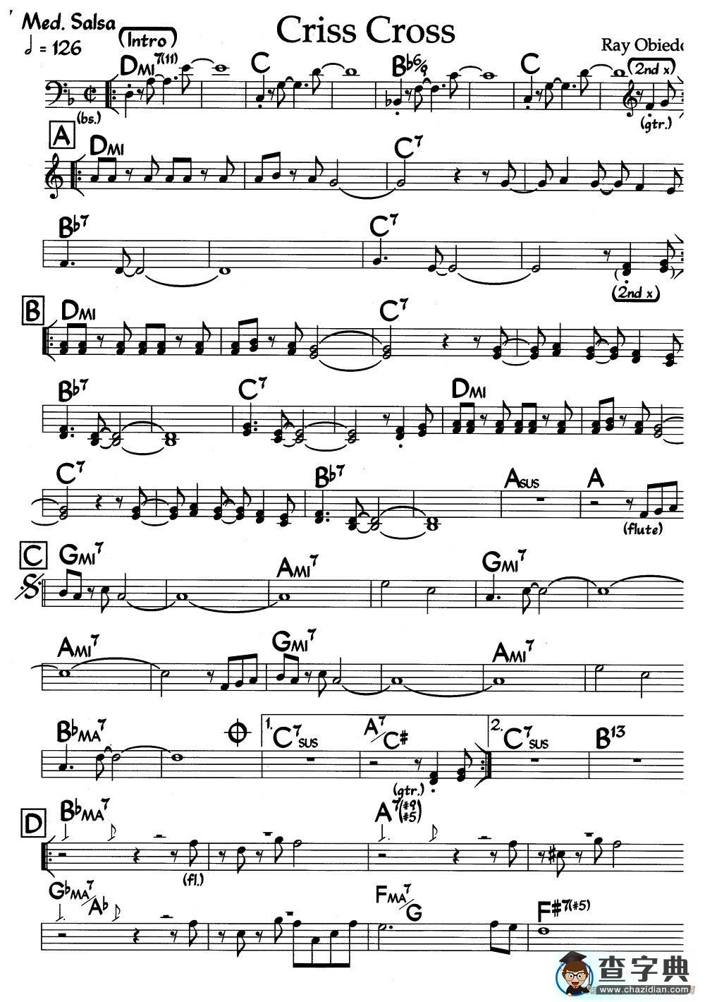 Criss Cross（爵士钢琴曲）钢琴谱