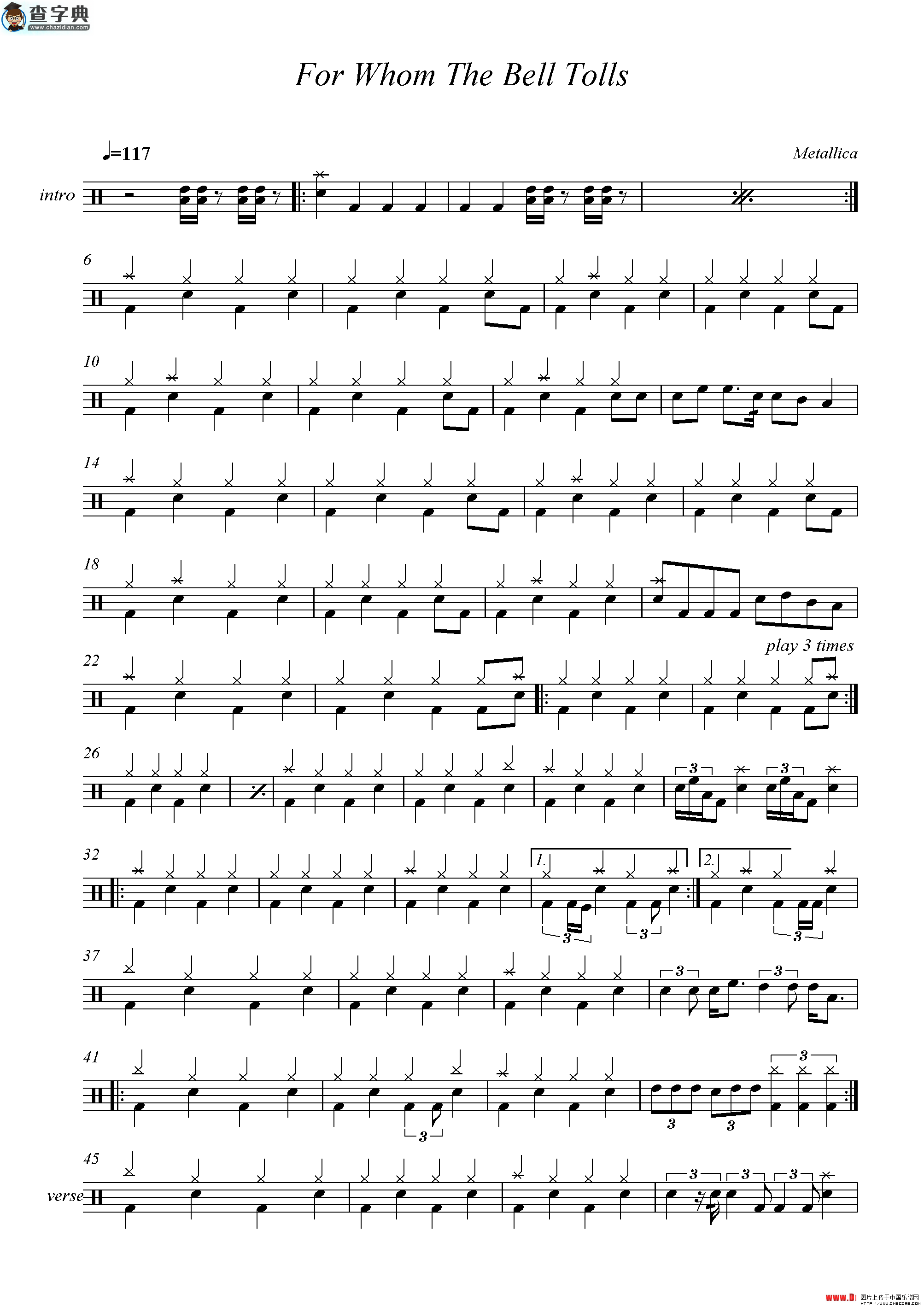 For Whom The Bell Tolls鼓谱