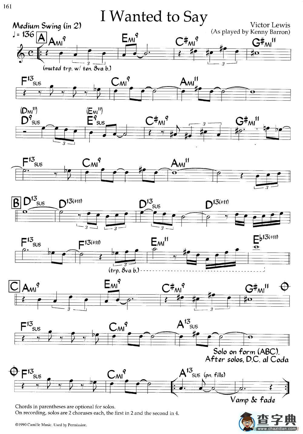 I Wanted to Say（爵士钢琴曲）钢琴谱