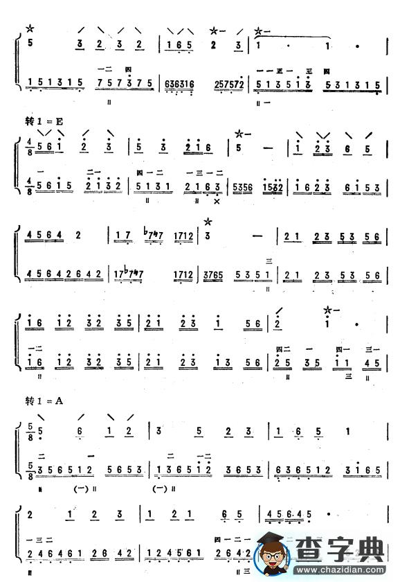 旋律转调练习曲（琵琶二重奏）8其他曲谱