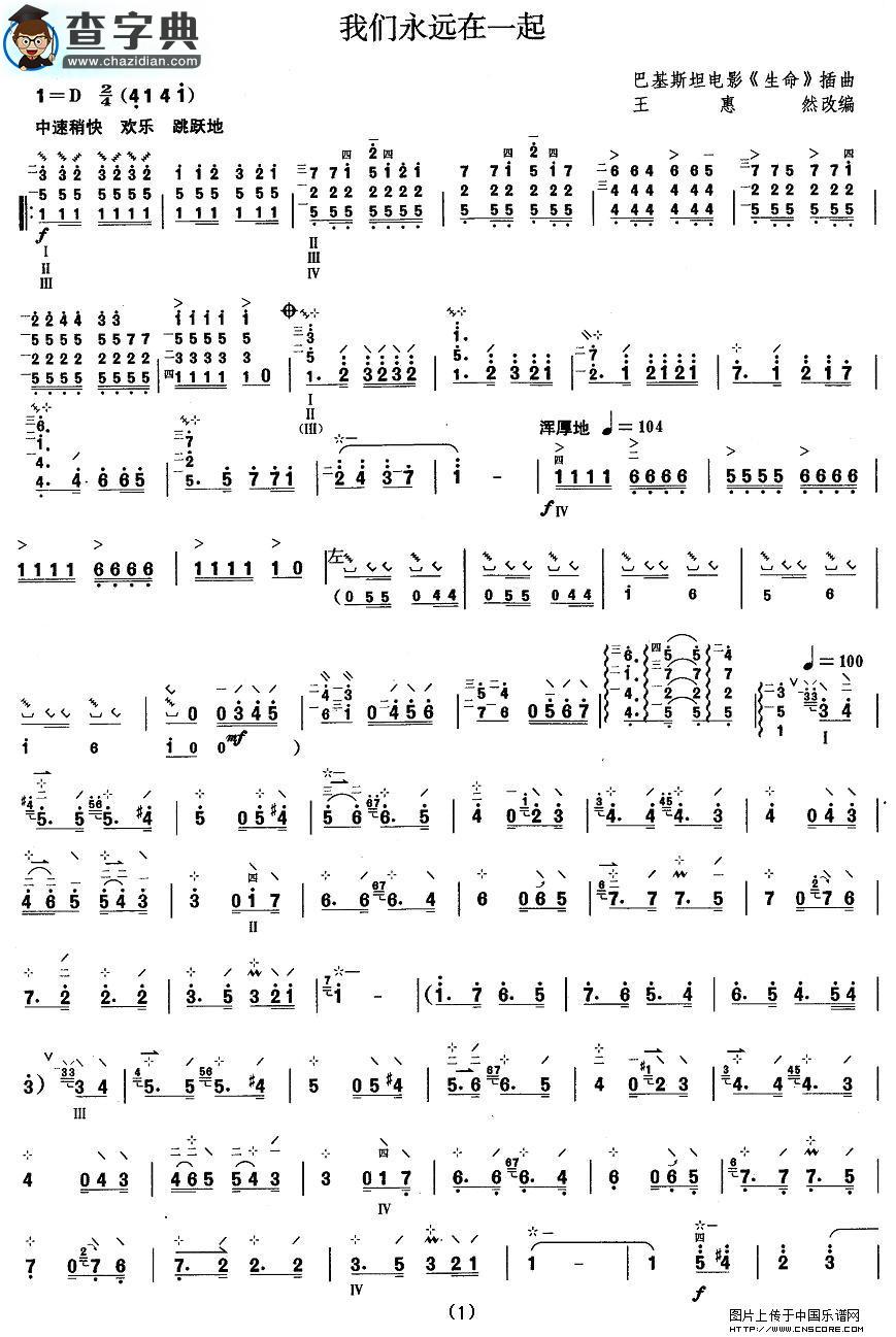 柳琴八级：我们永远在一起其他曲谱
