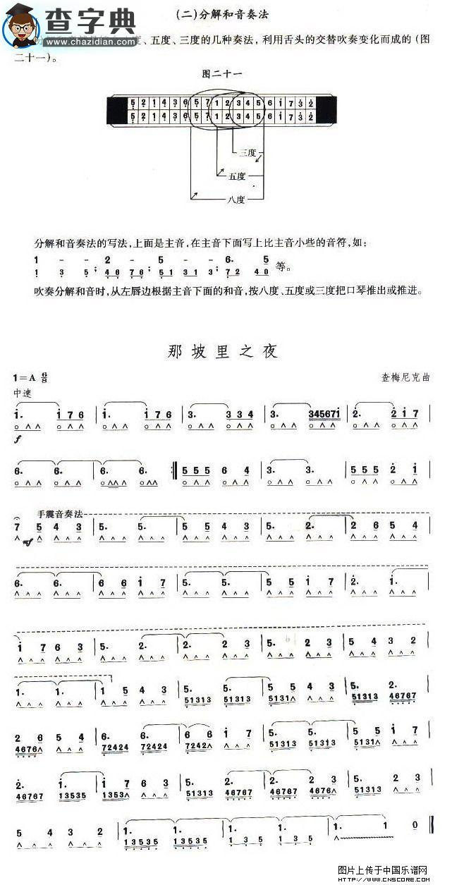 考级十级曲目：那坡里之夜口琴谱